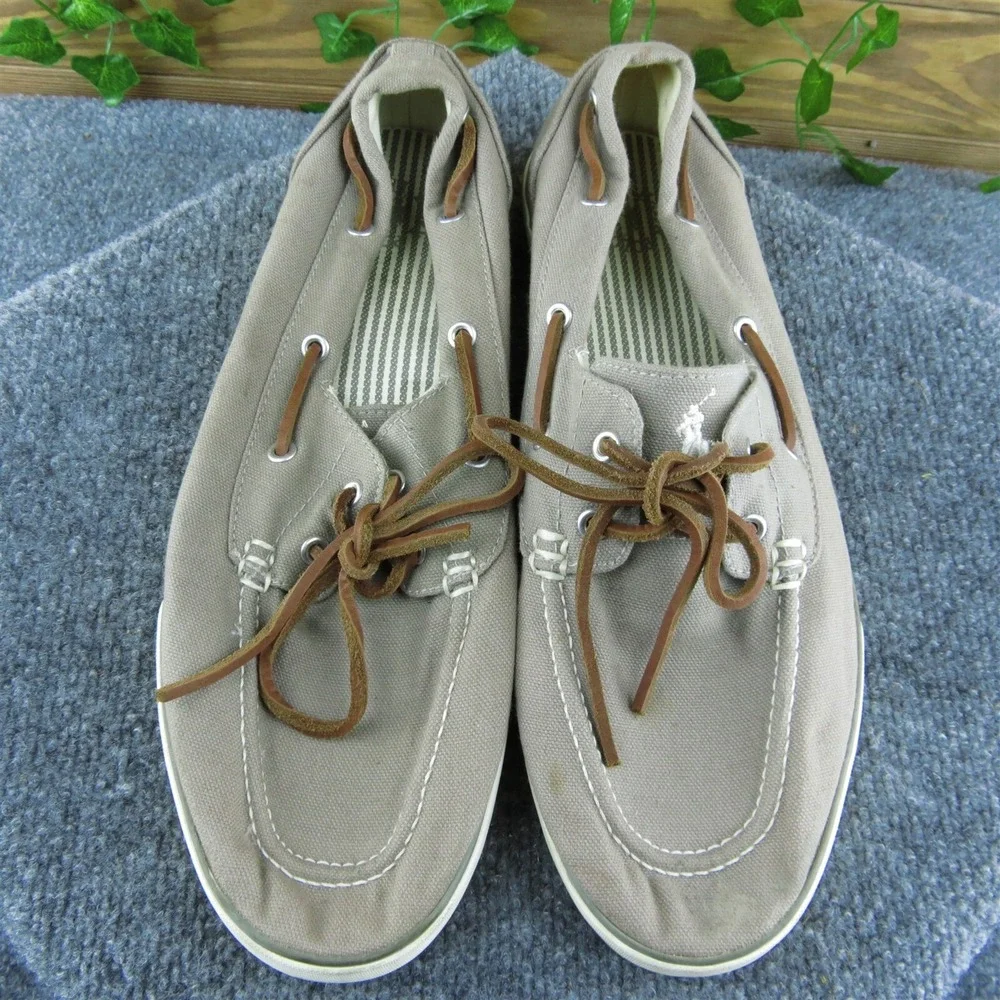 Polo Ralph Lauren Sander Men‎ Boat Shoe Gray Fabric Lace Up Size 12 Medium